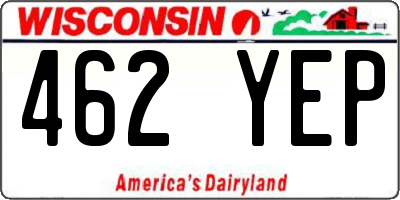 WI license plate 462YEP