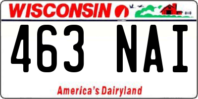 WI license plate 463NAI