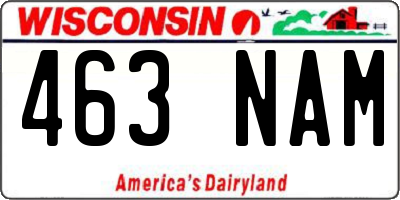 WI license plate 463NAM