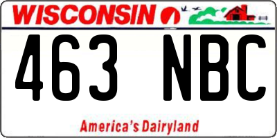 WI license plate 463NBC