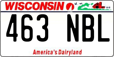WI license plate 463NBL