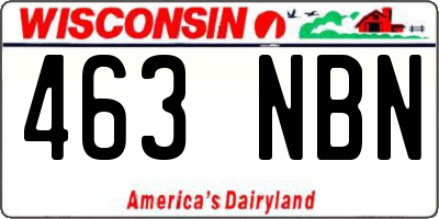 WI license plate 463NBN