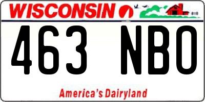 WI license plate 463NBO