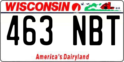 WI license plate 463NBT