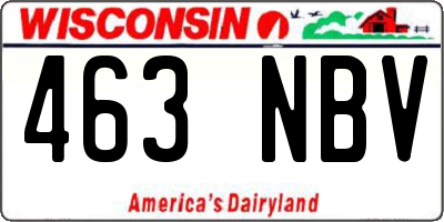 WI license plate 463NBV