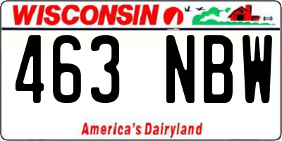 WI license plate 463NBW