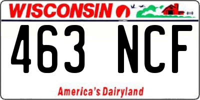 WI license plate 463NCF