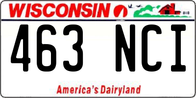 WI license plate 463NCI
