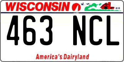 WI license plate 463NCL