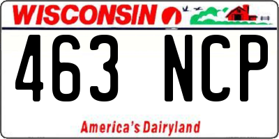 WI license plate 463NCP