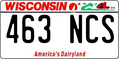WI license plate 463NCS