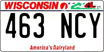 WI license plate 463NCY