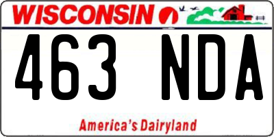 WI license plate 463NDA