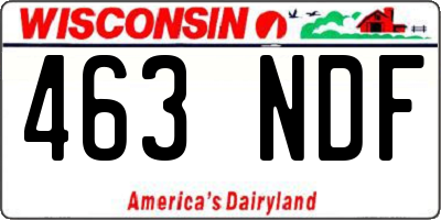 WI license plate 463NDF