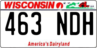 WI license plate 463NDH
