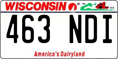 WI license plate 463NDI