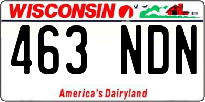 WI license plate 463NDN
