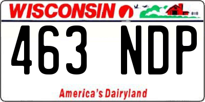WI license plate 463NDP