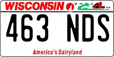 WI license plate 463NDS