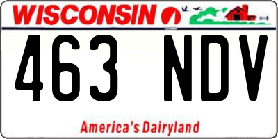 WI license plate 463NDV