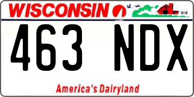WI license plate 463NDX