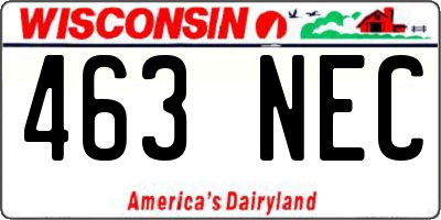 WI license plate 463NEC