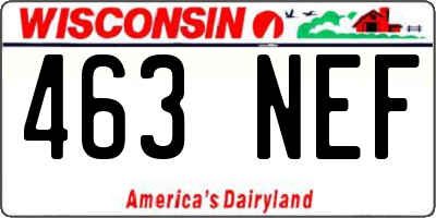 WI license plate 463NEF