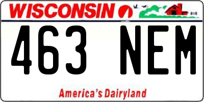 WI license plate 463NEM
