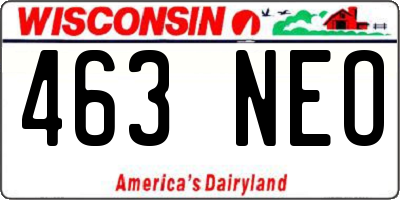 WI license plate 463NEO