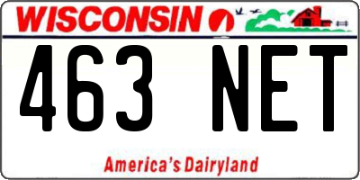 WI license plate 463NET