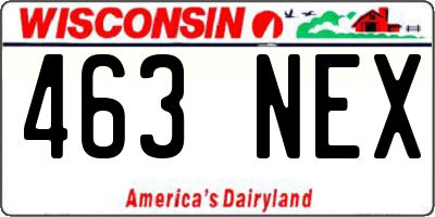 WI license plate 463NEX