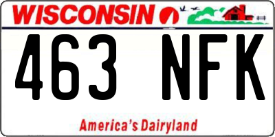 WI license plate 463NFK