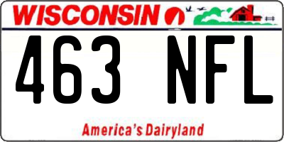 WI license plate 463NFL