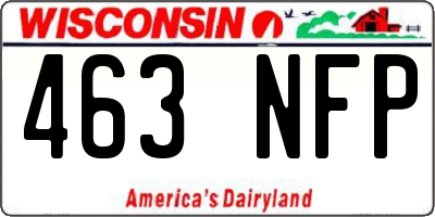 WI license plate 463NFP