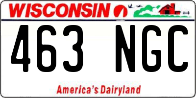 WI license plate 463NGC