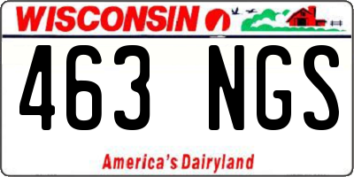 WI license plate 463NGS