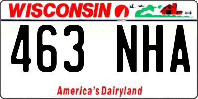 WI license plate 463NHA