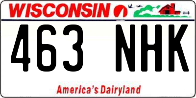 WI license plate 463NHK