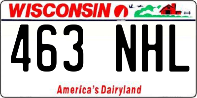 WI license plate 463NHL