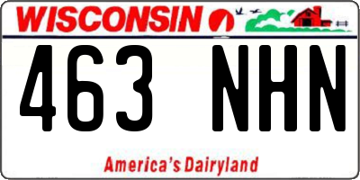 WI license plate 463NHN