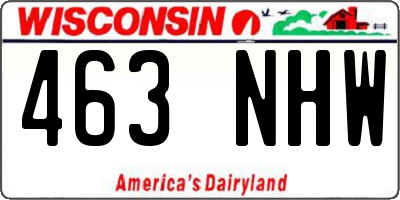 WI license plate 463NHW