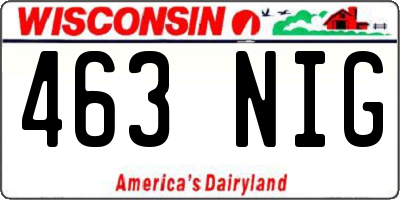 WI license plate 463NIG