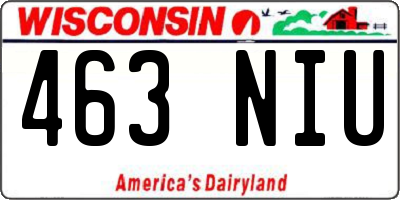 WI license plate 463NIU