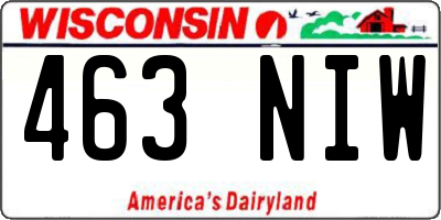 WI license plate 463NIW