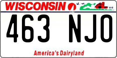 WI license plate 463NJO