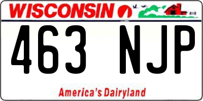 WI license plate 463NJP