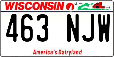 WI license plate 463NJW
