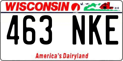WI license plate 463NKE