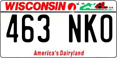 WI license plate 463NKO