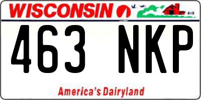 WI license plate 463NKP